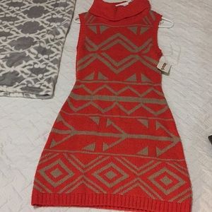 Knit sweater orange pattern dress